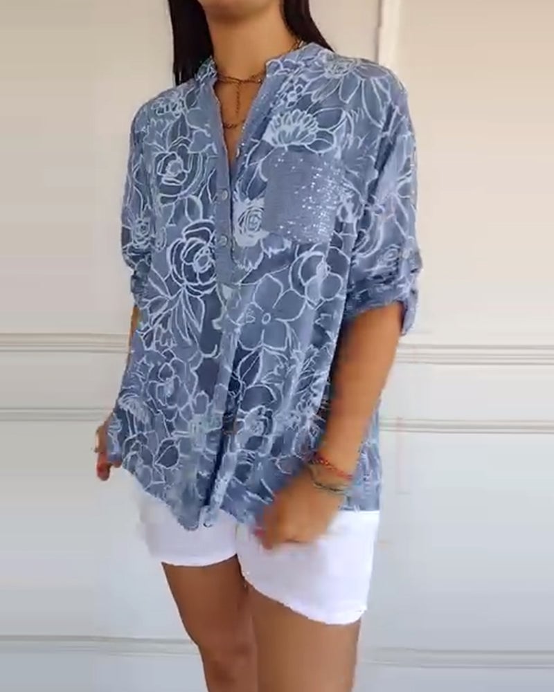 Zita | Blouse Imprimée Boutonnée à Col V