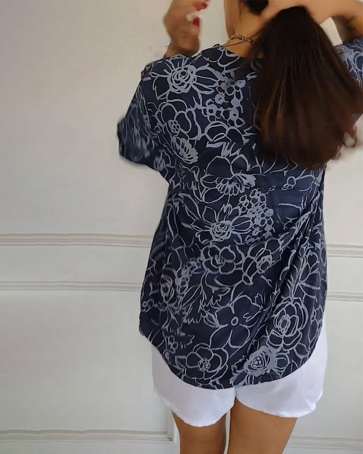 Zita | Blouse Imprimée Boutonnée à Col V