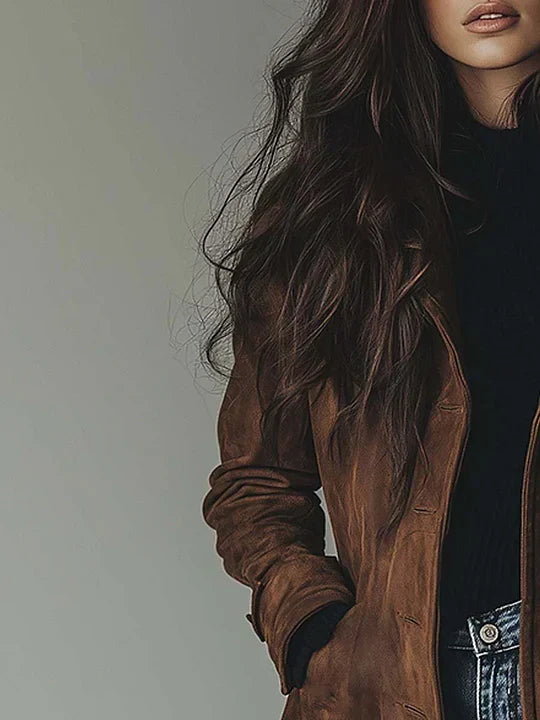 Vanessa | Manteau Trench en Suède Synthétique Vintage
