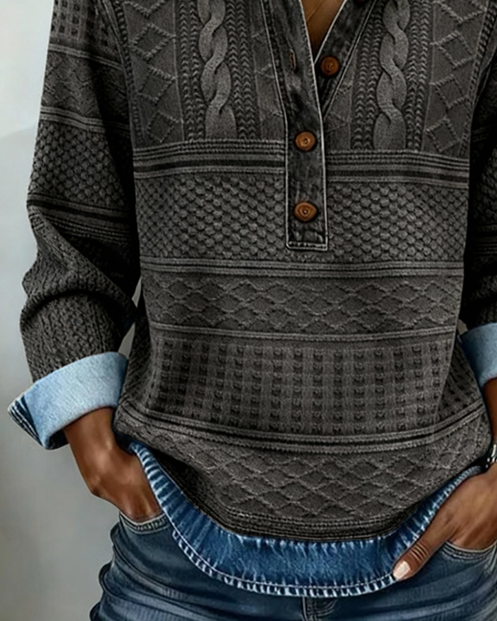 Lilian | Pull En Tricot Avec Boutons En Denim Texturé
