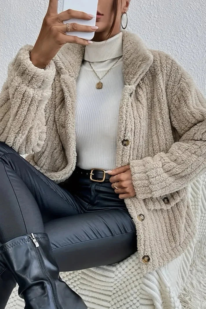 Nova | Cardigan à Bouton en Velours Double Face