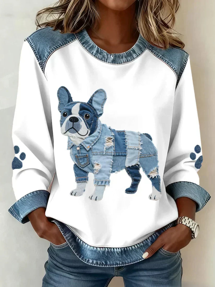 Lilah | Sweat-shirt avec imprimés de teckel et patchwork