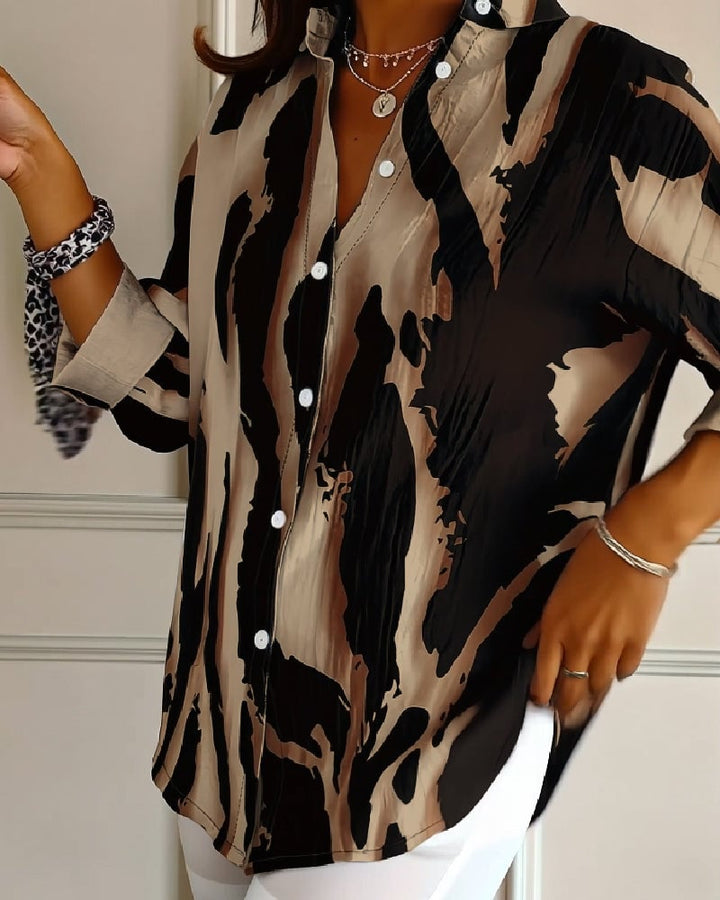 Zara | Blouse Imprimée Irregulière à Col Montant