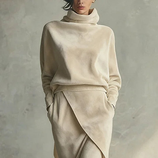 Rute | Ensemble en Velours de Couleur Unie avec Design Asymétrique
