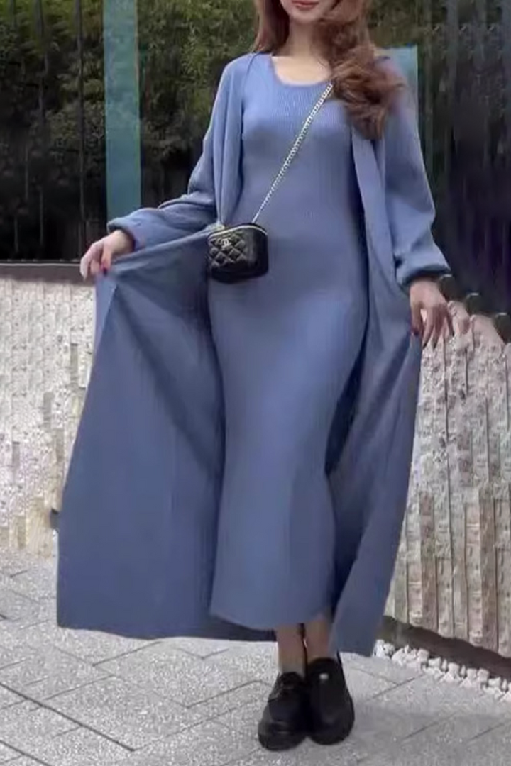 Milena | Ensemble composé d'une robe et d'un long cardigan en maille