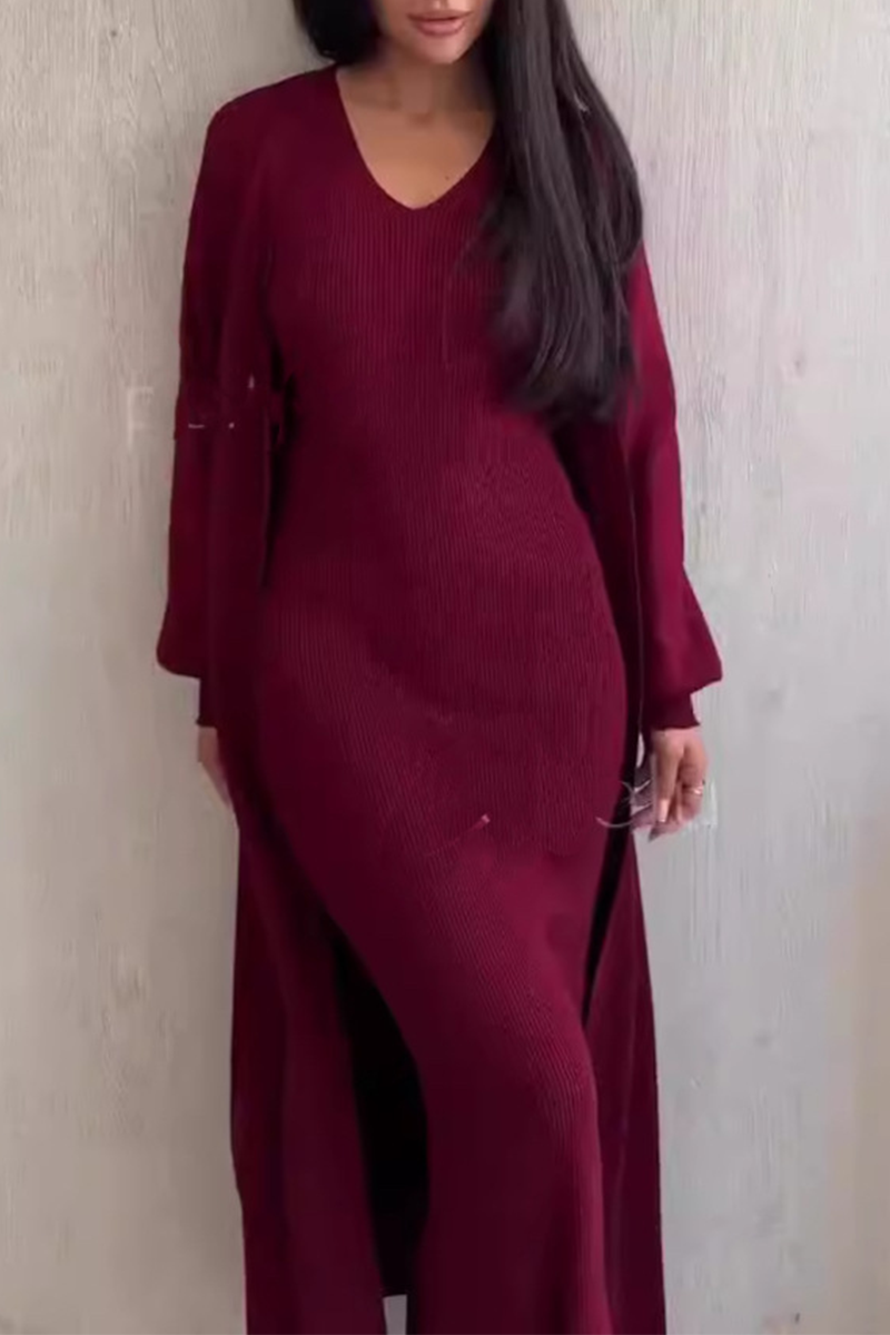 Milena | Ensemble composé d'une robe et d'un long cardigan en maille