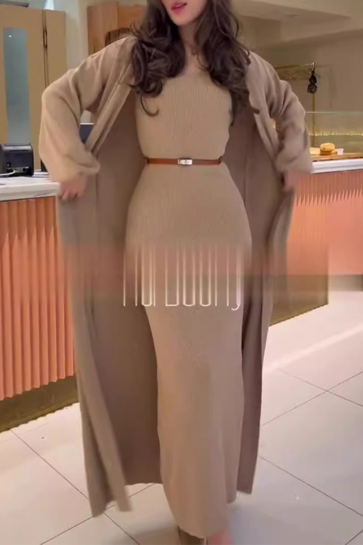 Milena | Ensemble composé d'une robe et d'un long cardigan en maille