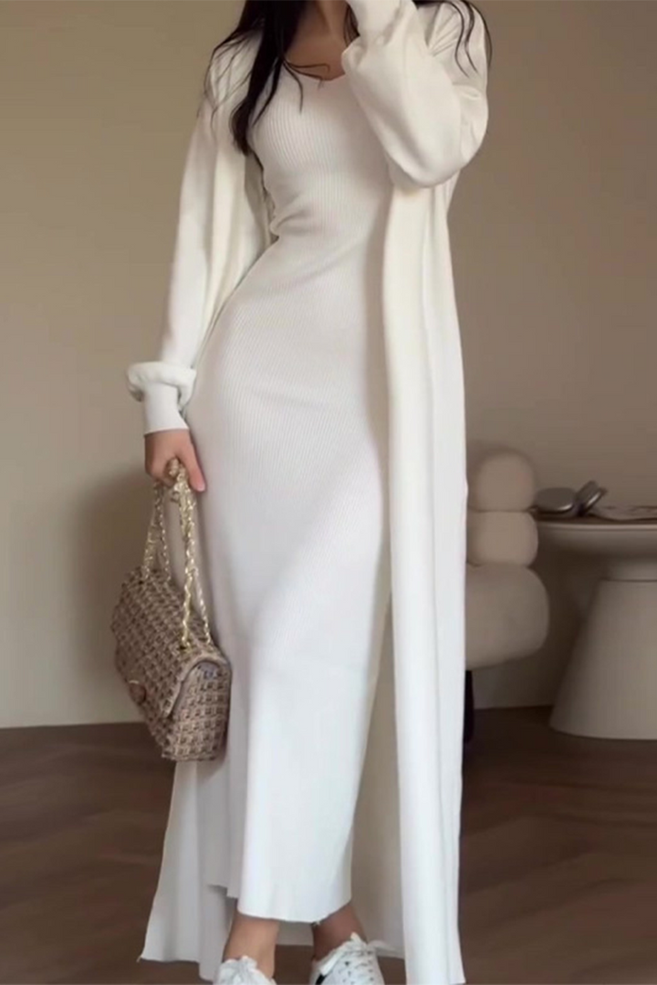 Milena | Ensemble composé d'une robe et d'un long cardigan en maille