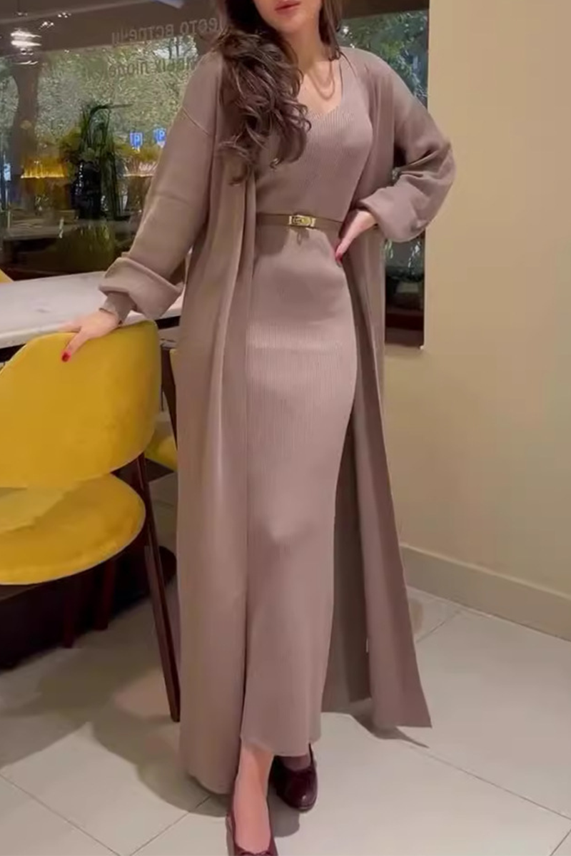 Milena | Ensemble composé d'une robe et d'un long cardigan en maille