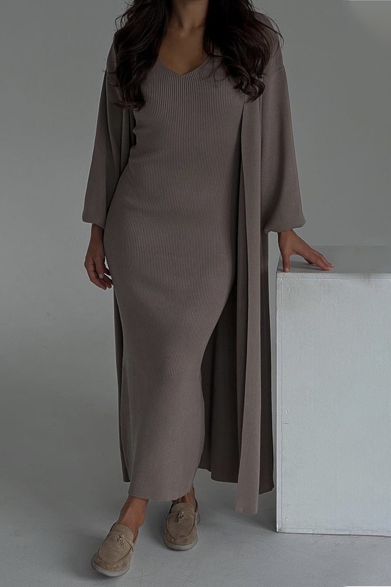 Milena | Ensemble composé d'une robe et d'un long cardigan en maille