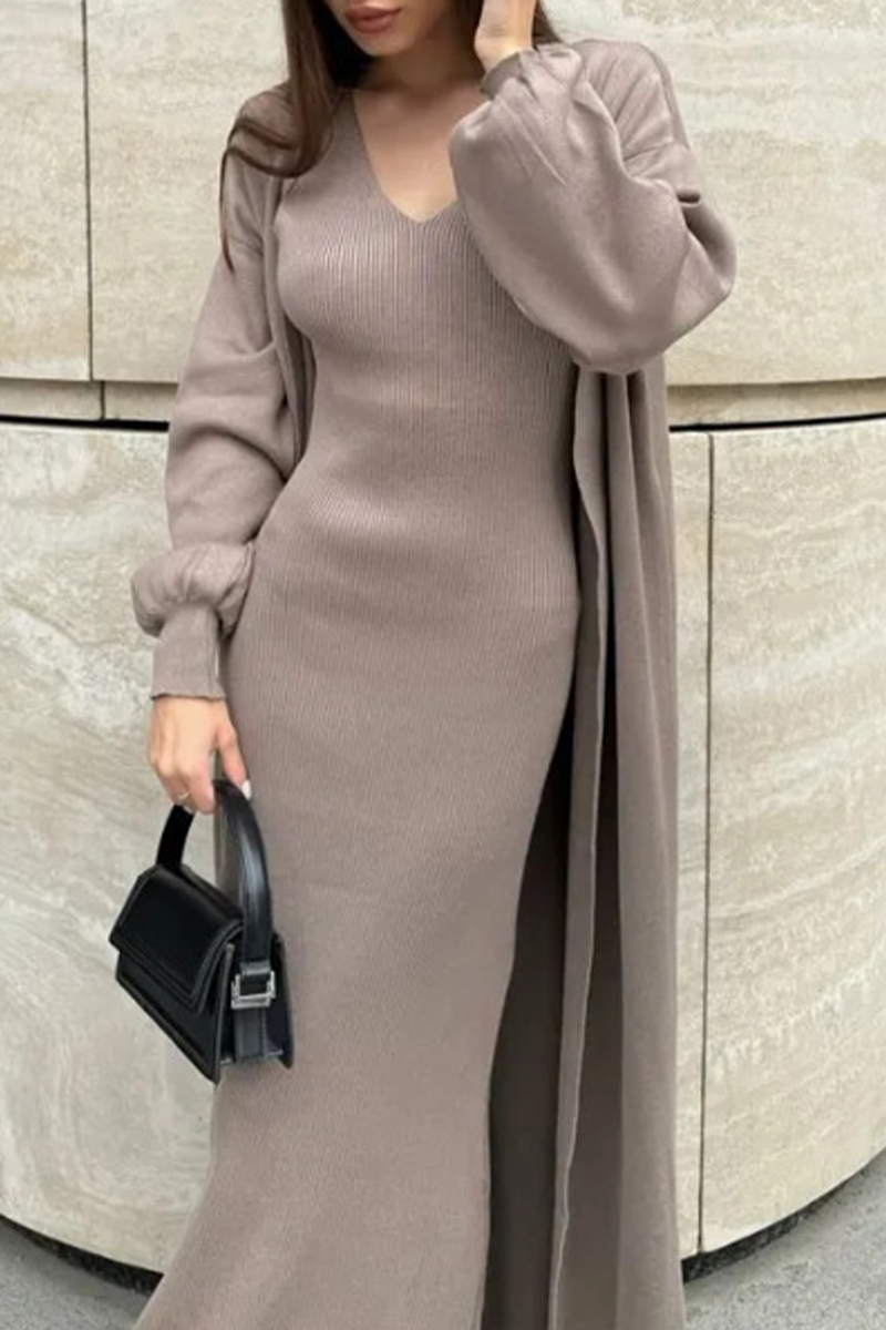 Milena | Ensemble composé d'une robe et d'un long cardigan en maille