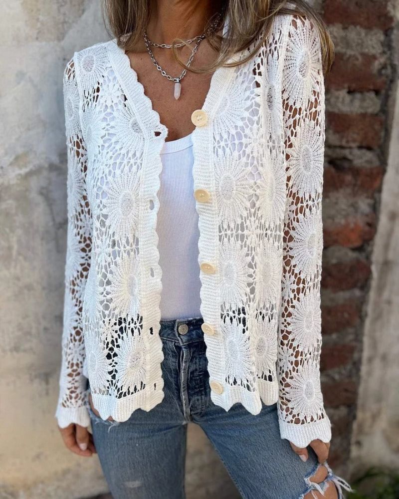 Nalie | Cardigan en Dentelle au Crochet avec Boutons