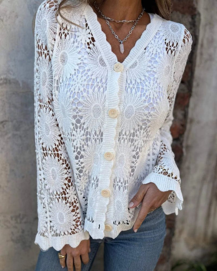 Nalie | Cardigan en Dentelle au Crochet avec Boutons