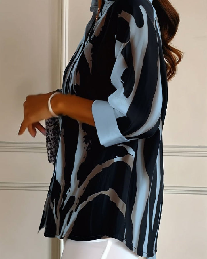 Zara | Blouse Imprimée Irregulière à Col Montant