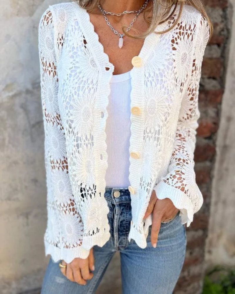Nalie | Cardigan en Dentelle au Crochet avec Boutons