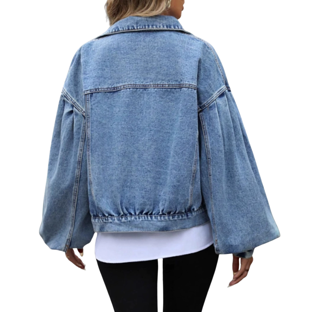 Amy | Veste en Jean Croppée Décontractée Coupe Ample Chic Femme