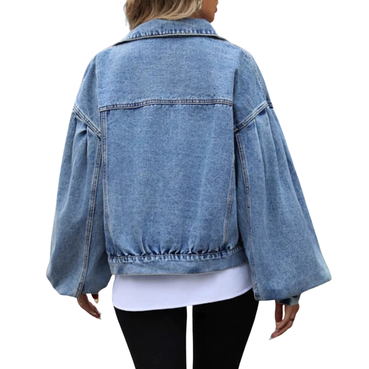 Amy | Veste en Jean Croppée Décontractée Coupe Ample Chic Femme