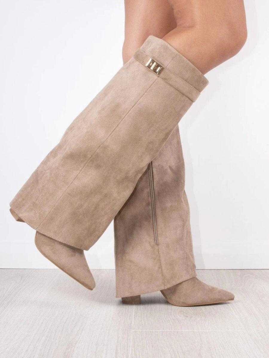 Jay | Bottes Femme Genou avec Partie Supérieure Évasée et Talon Bloc