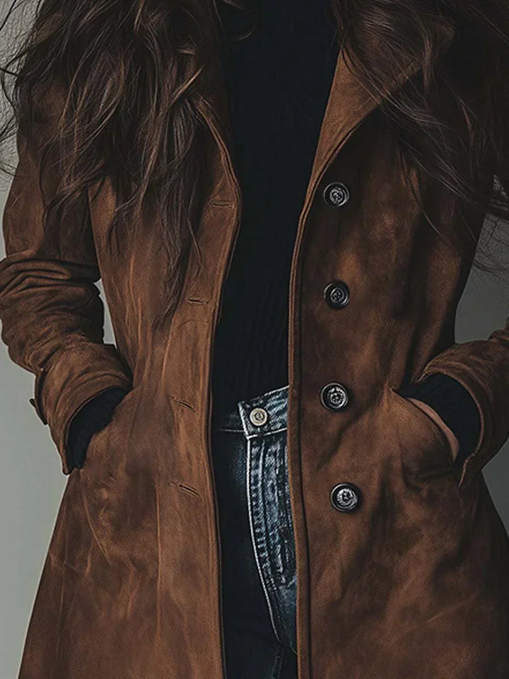 Vanessa | Manteau Trench en Suède Synthétique Vintage