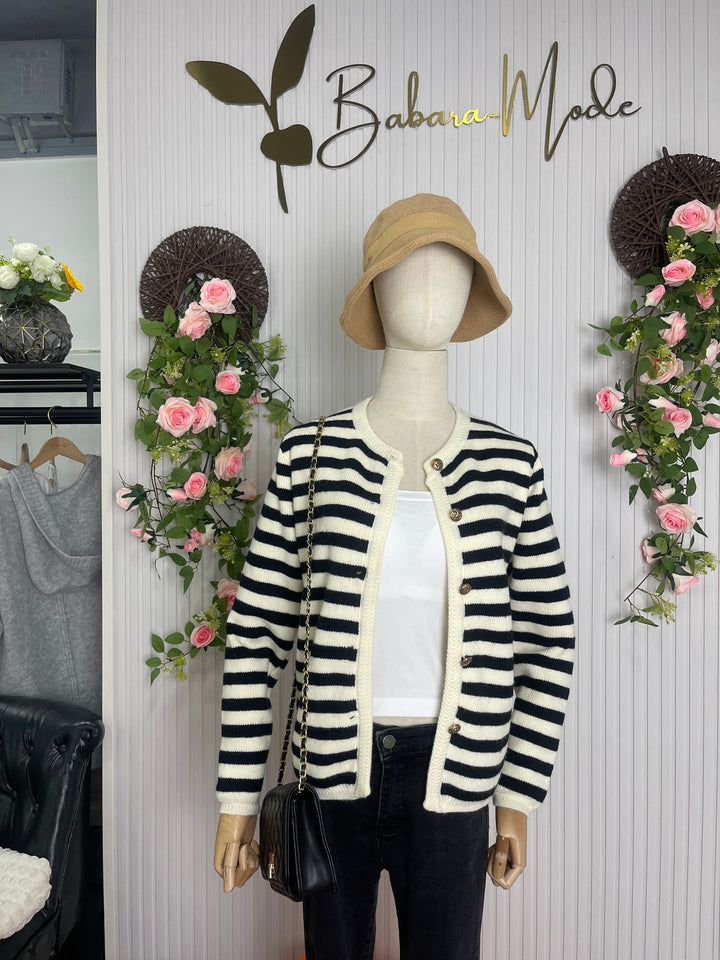 Mylah | Cardigan Rayé Élégant