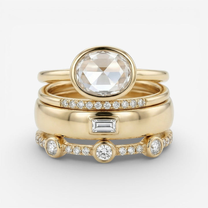 Lily | Ensemble de Bagues Vintage en Or et Zirconia