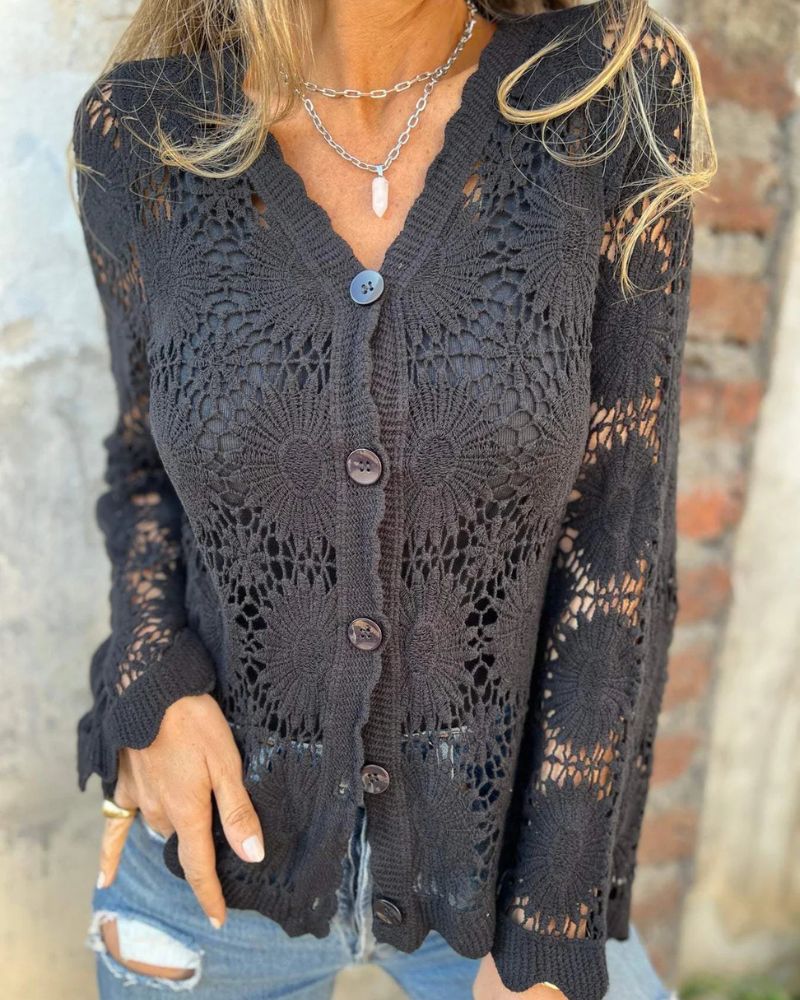 Nalie | Cardigan en Dentelle au Crochet avec Boutons