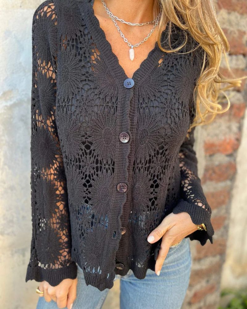 Nalie | Cardigan en Dentelle au Crochet avec Boutons