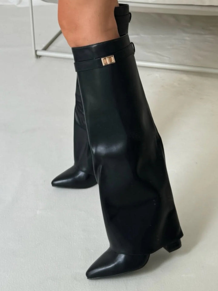 Jay | Bottes Femme Genou avec Partie Supérieure Évasée et Talon Bloc
