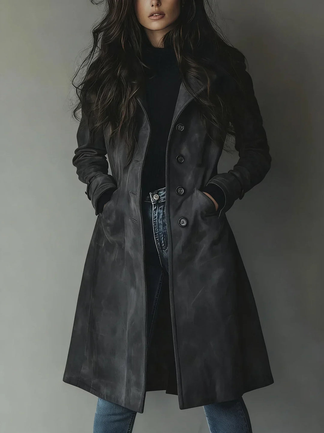 Vanessa | Manteau Trench en Suède Synthétique Vintage