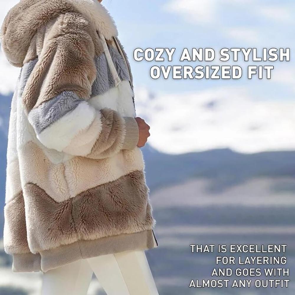 Karen | Manteau Oversized en Fausse Fourrure avec Capuche et Chaud