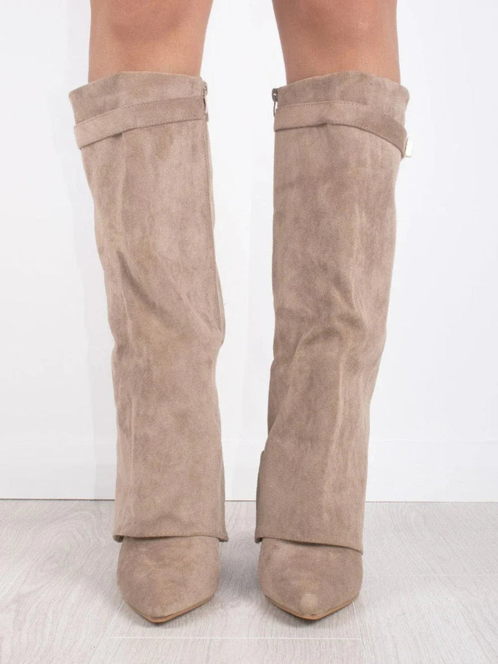 Jay | Bottes Femme Genou avec Partie Supérieure Évasée et Talon Bloc