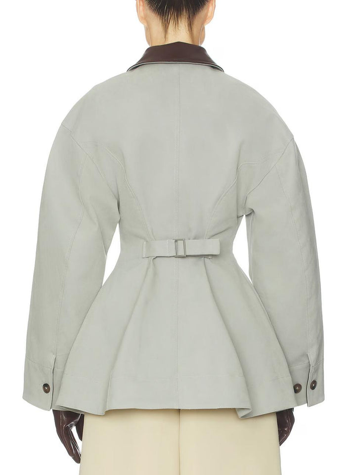 Clair | Veste Cropped Oversized en PU Gris