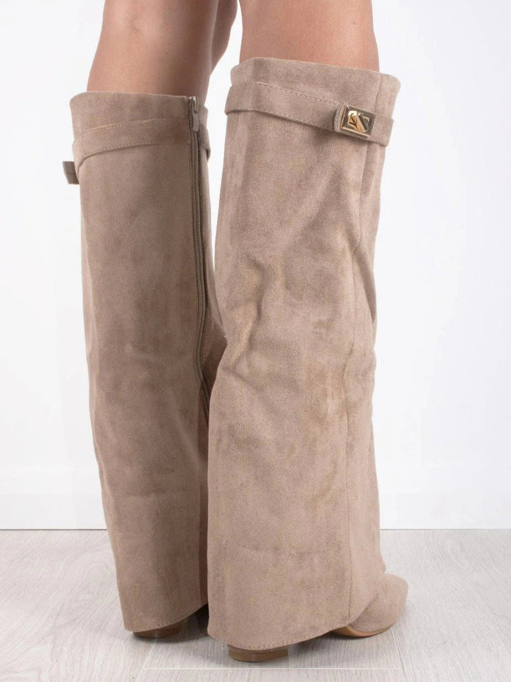 Jay | Bottes Femme Genou avec Partie Supérieure Évasée et Talon Bloc