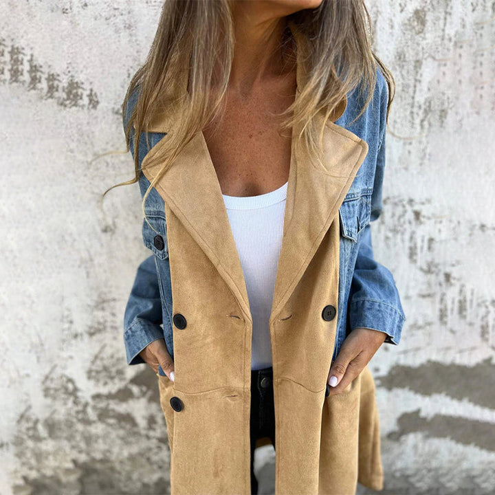 Rute | Veste en Denim Patchwork avec Revers