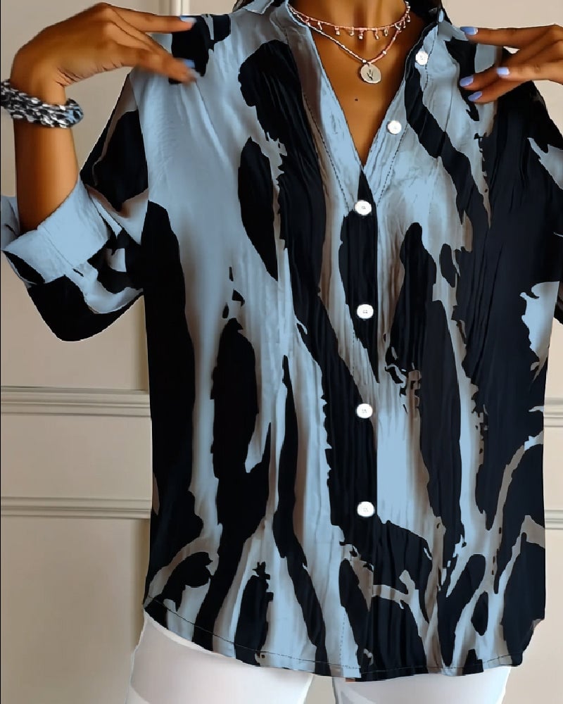 Zara | Blouse Imprimée Irregulière à Col Montant