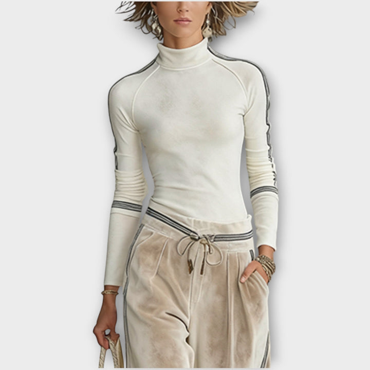 Raquel | Ensemble de Haut en Maille avec Bord Contrasté et Pantalons Lounge en Velours