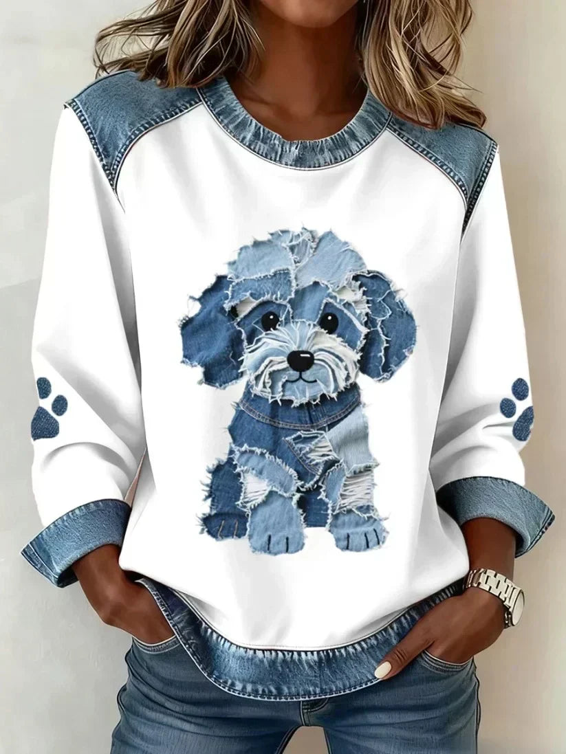 Lilah | Sweat-shirt avec imprimés de teckel et patchwork