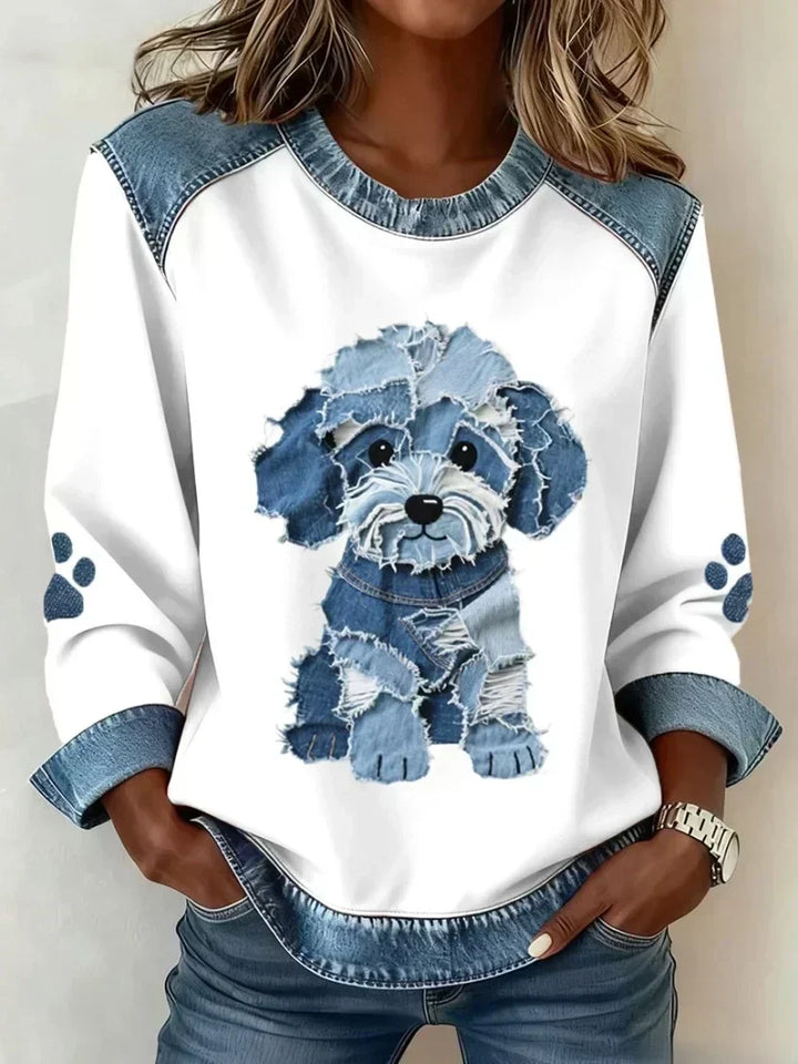 Lilah | Sweat-shirt avec imprimés de teckel et patchwork