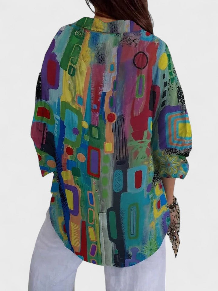 Léa | Blouse Élégante à Motif Géométrique