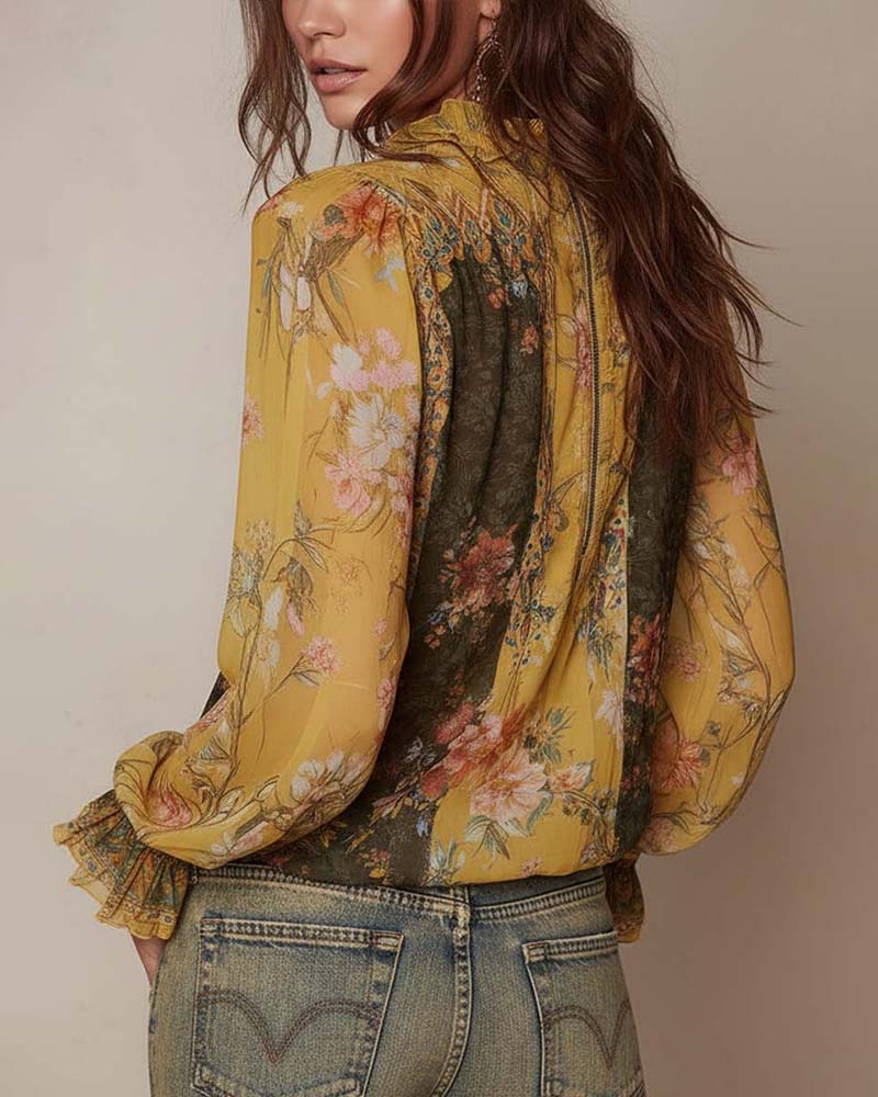 Lilian | Blouse Fleur Romantique Avec Fermeture Éclair