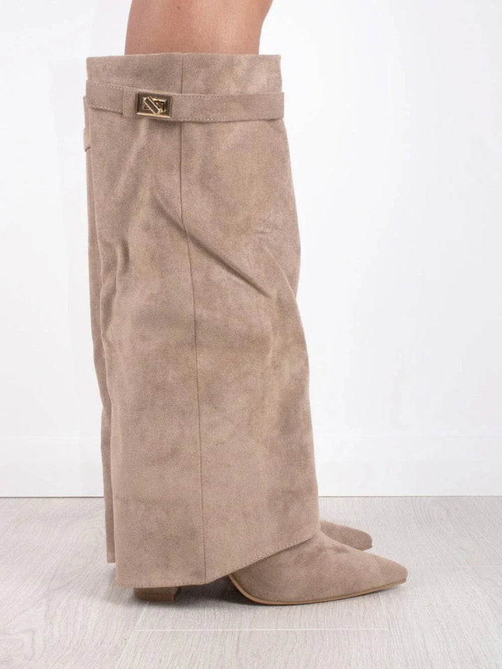 Jay | Bottes Femme Genou avec Partie Supérieure Évasée et Talon Bloc