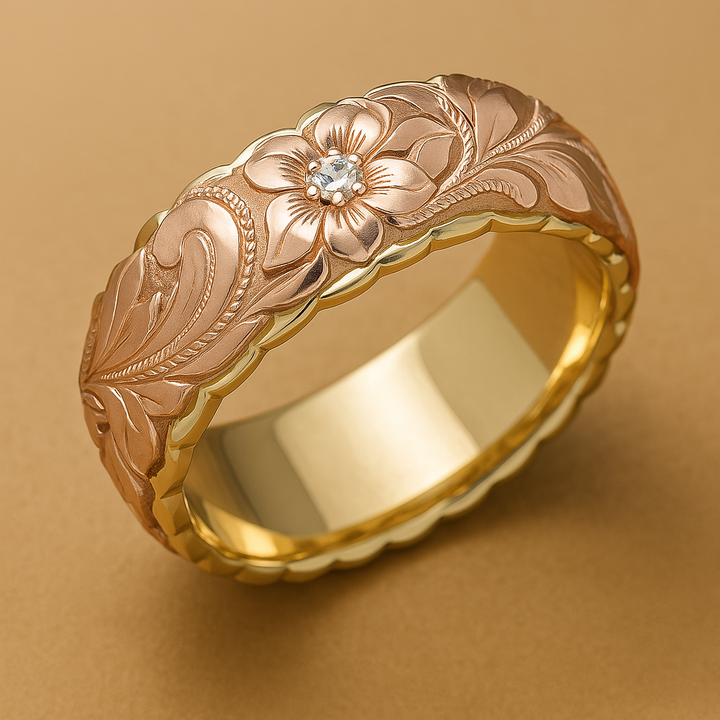 Lucie | Bague en Or avec Fleur Rose Vintage