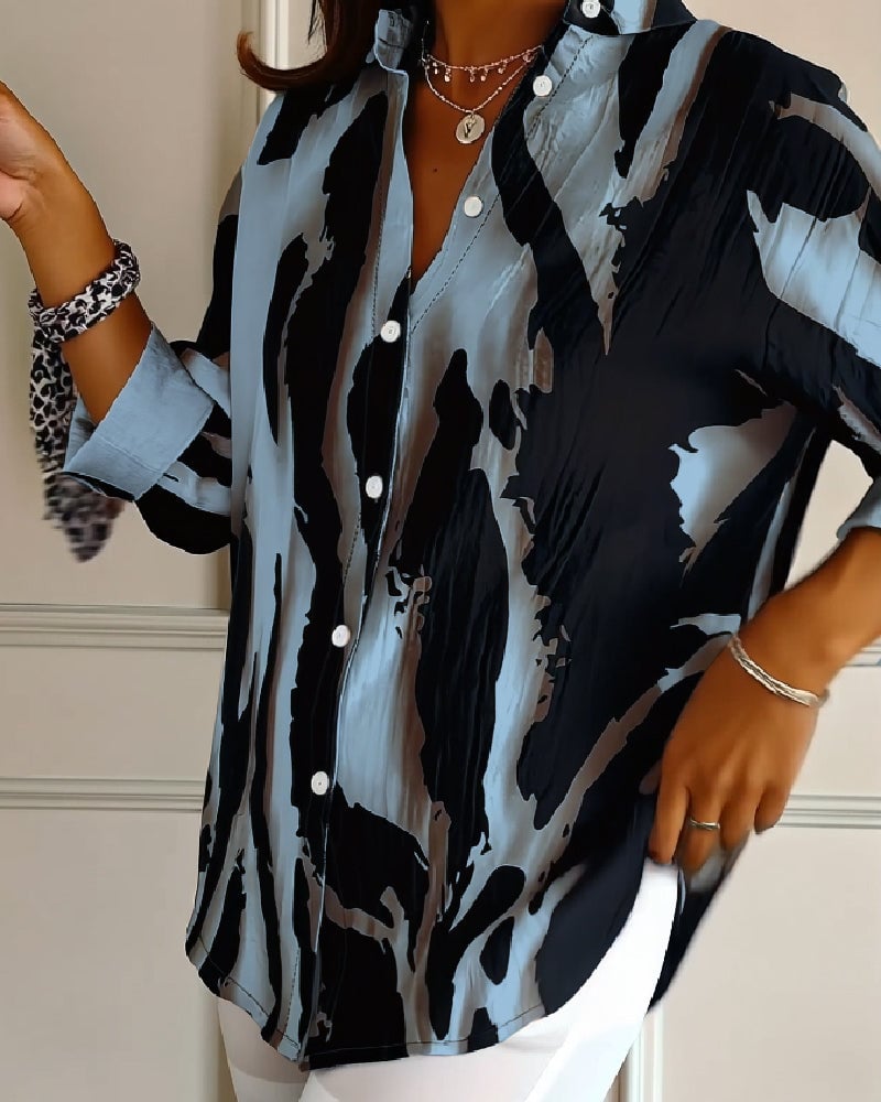 Zara | Blouse Imprimée Irregulière à Col Montant