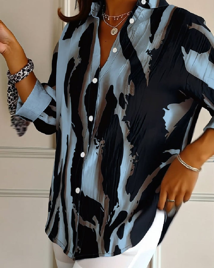 Zara | Blouse Imprimée Irregulière à Col Montant