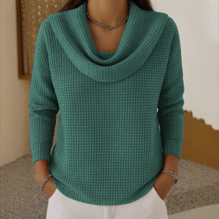 Ambre | Pull en Maille Gaufrée avec Col Bénitier Élégant
