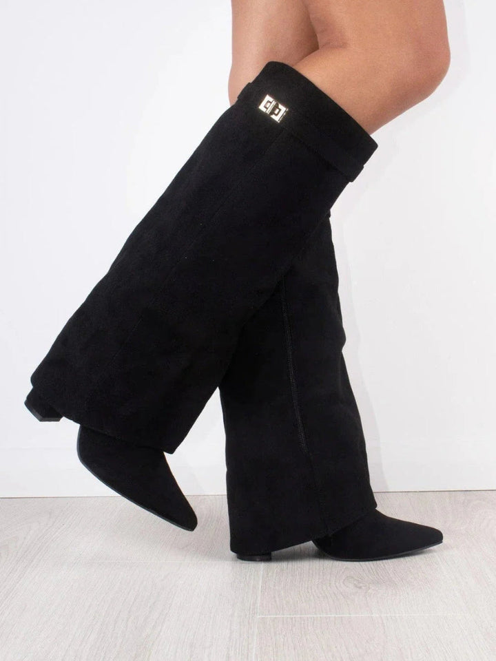 Jay | Bottes Femme Genou avec Partie Supérieure Évasée et Talon Bloc