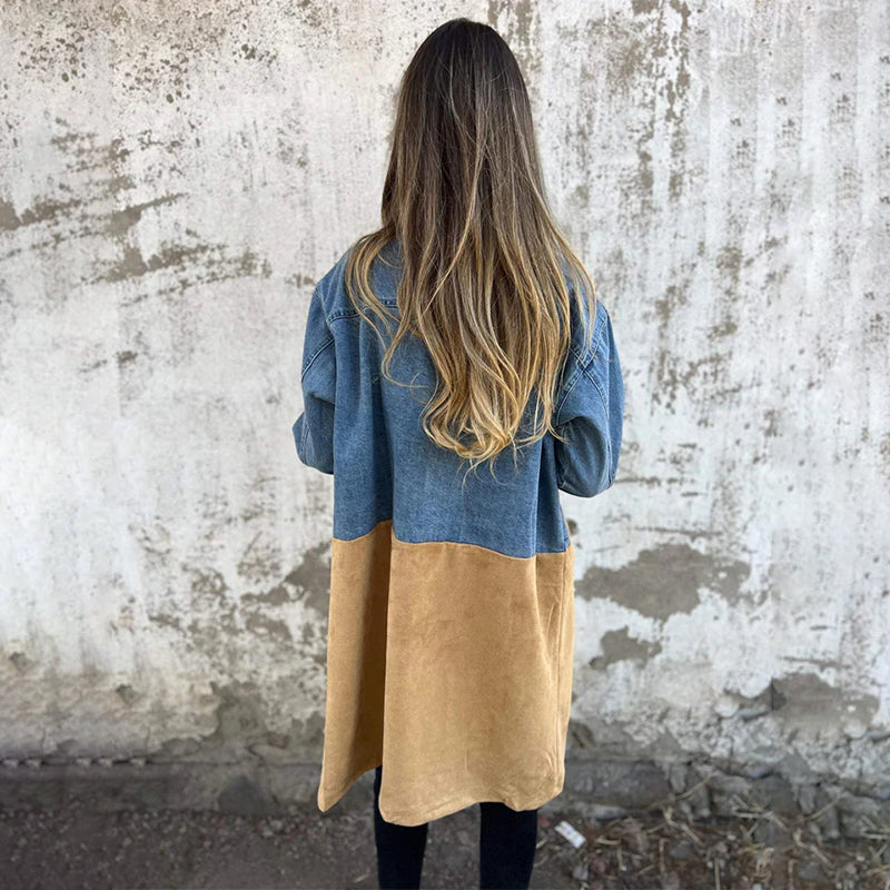 Rute | Veste en Denim Patchwork avec Revers
