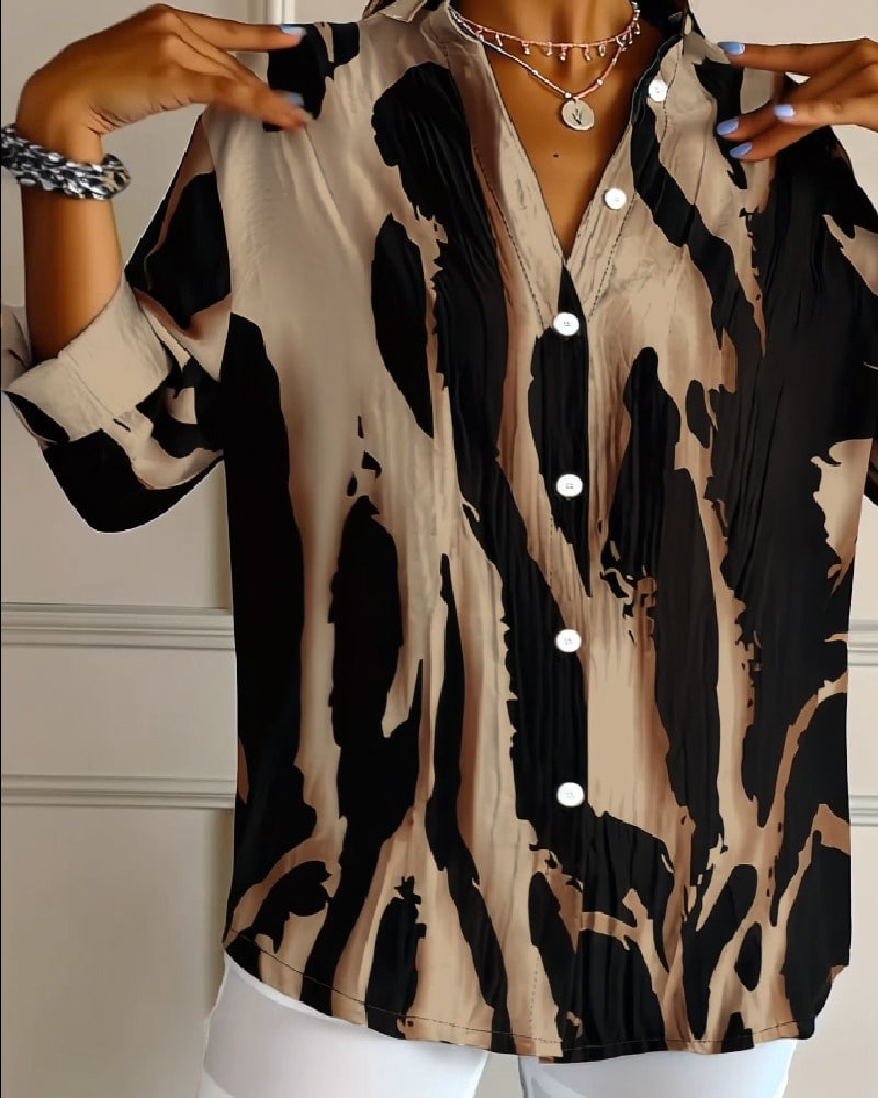 Zara | Blouse Imprimée Irregulière à Col Montant