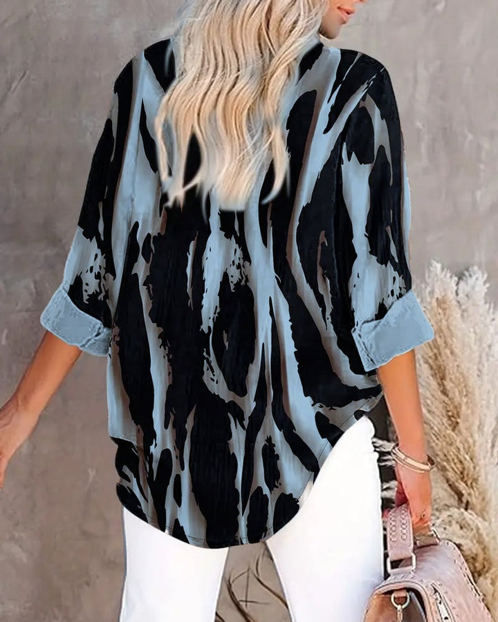 Zara | Blouse Imprimée Irregulière à Col Montant