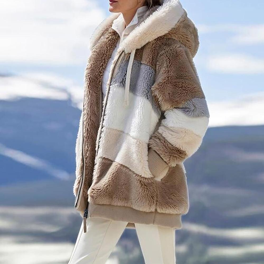 Karen | Manteau Oversized en Fausse Fourrure avec Capuche et Chaud